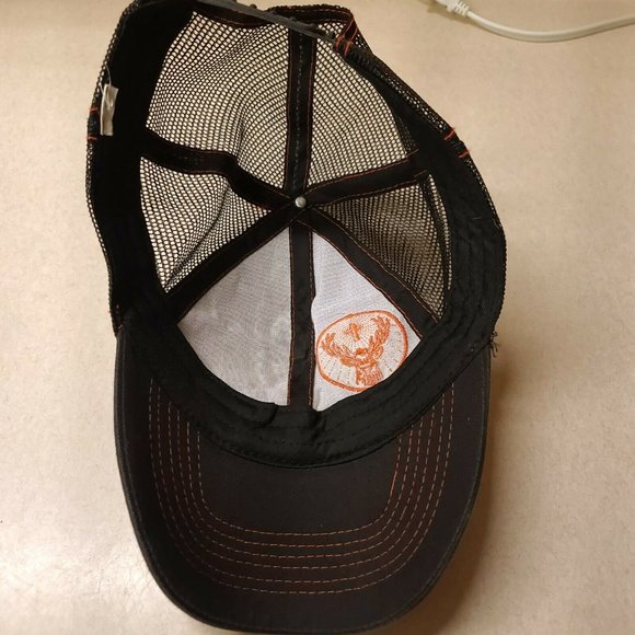 Jagermeister Logo Hat Black & Orange Off Center Trucker Style Mesh Snapback Cap - Picture 9 of 9